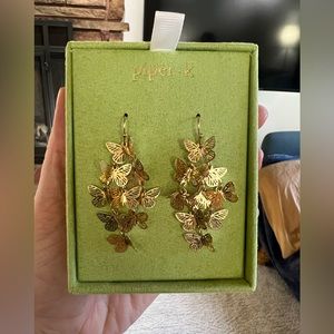 Piper K Gold Butterfly Earrings Brand New with box